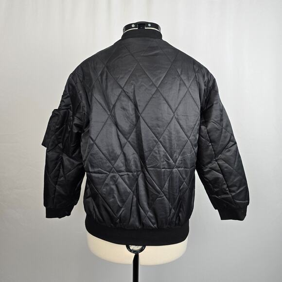 Eilly Bazar Quilted Bomber Jacket Women's S Black Zip Up NWOT - Picture 2 of 16